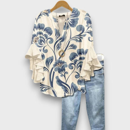 Lucía | Blusa Floral de Cuello en V para Mujer 0