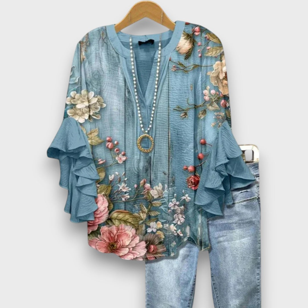Lucía | Blusa Floral de Cuello en V para Mujer 4