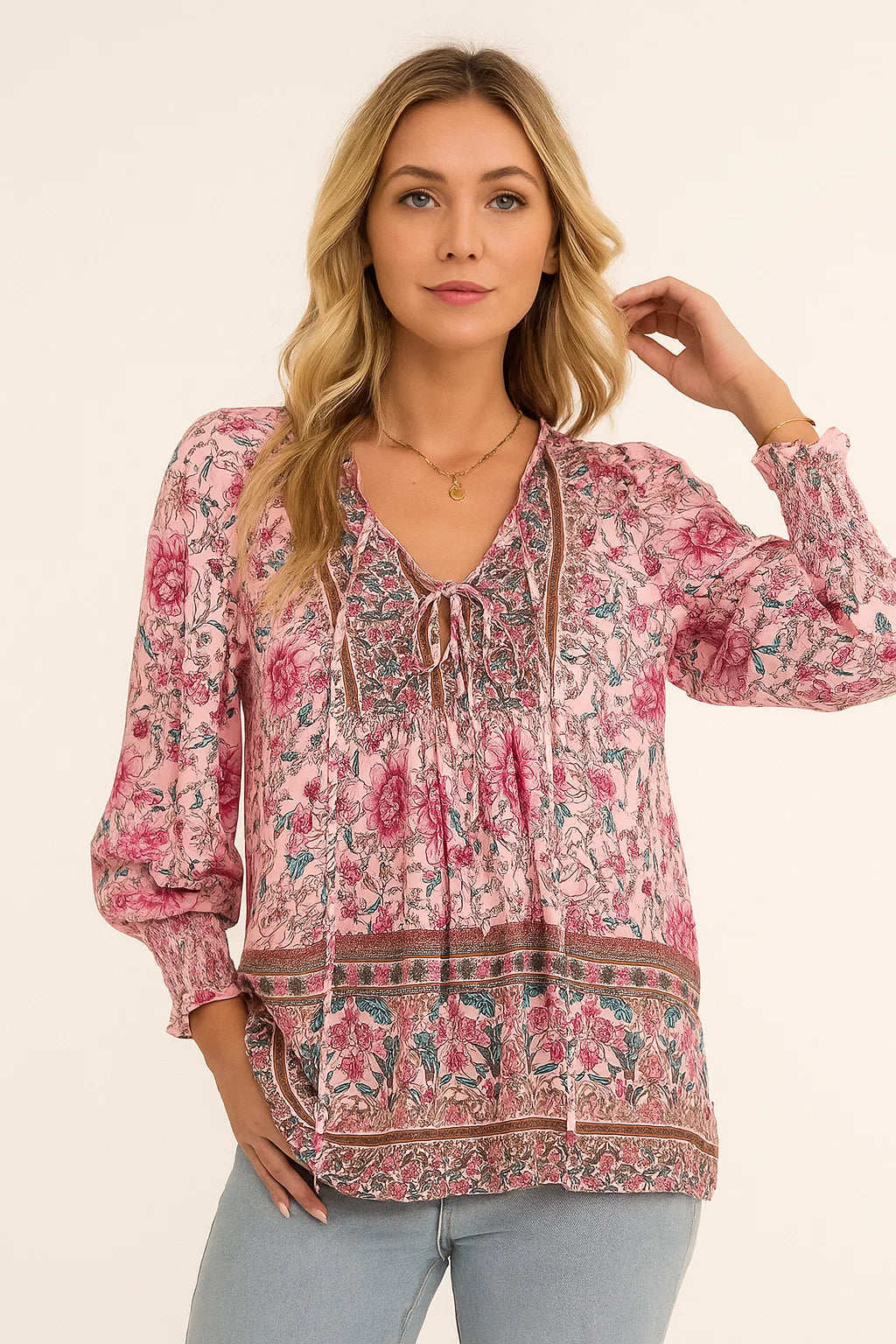Lucía | Camisa Floral con Mangas Farol para Mujer 0