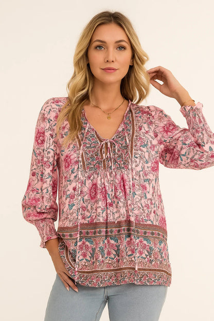 Lucía | Camisa Floral con Mangas Farol para Mujer 0