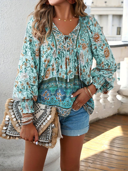 Lucía | Camisa Floral con Mangas Farol para Mujer 1