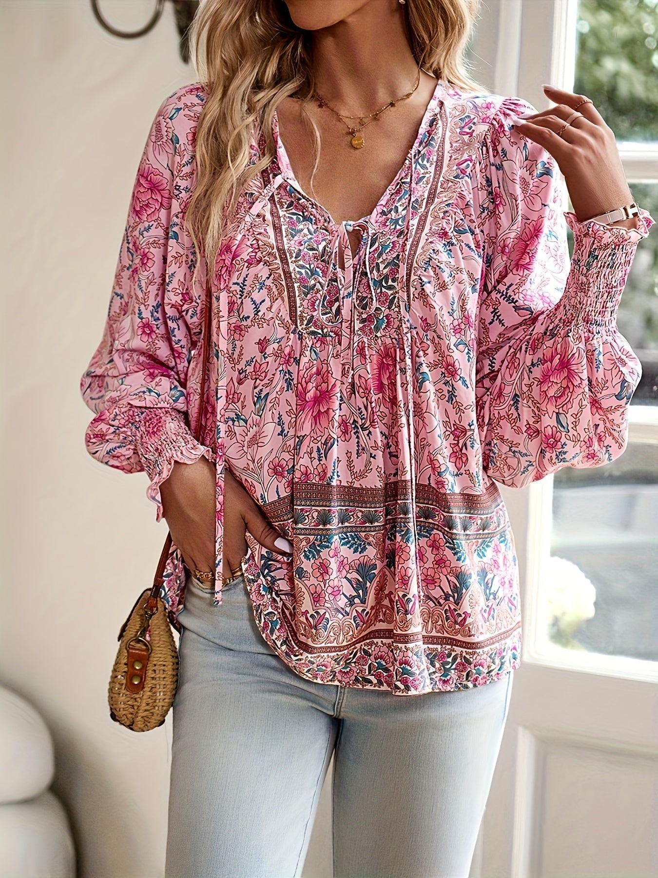 Lucía | Camisa Floral con Mangas Farol para Mujer 2