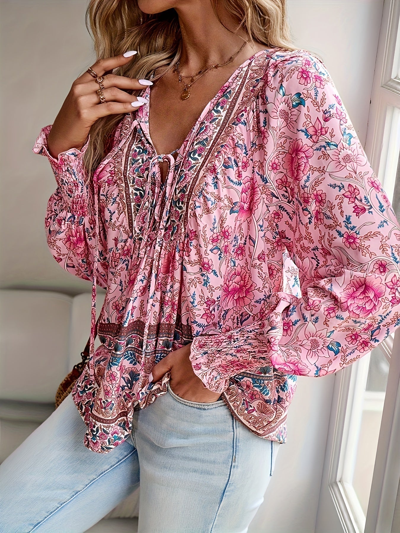 Lucía | Camisa Floral con Mangas Farol para Mujer 8