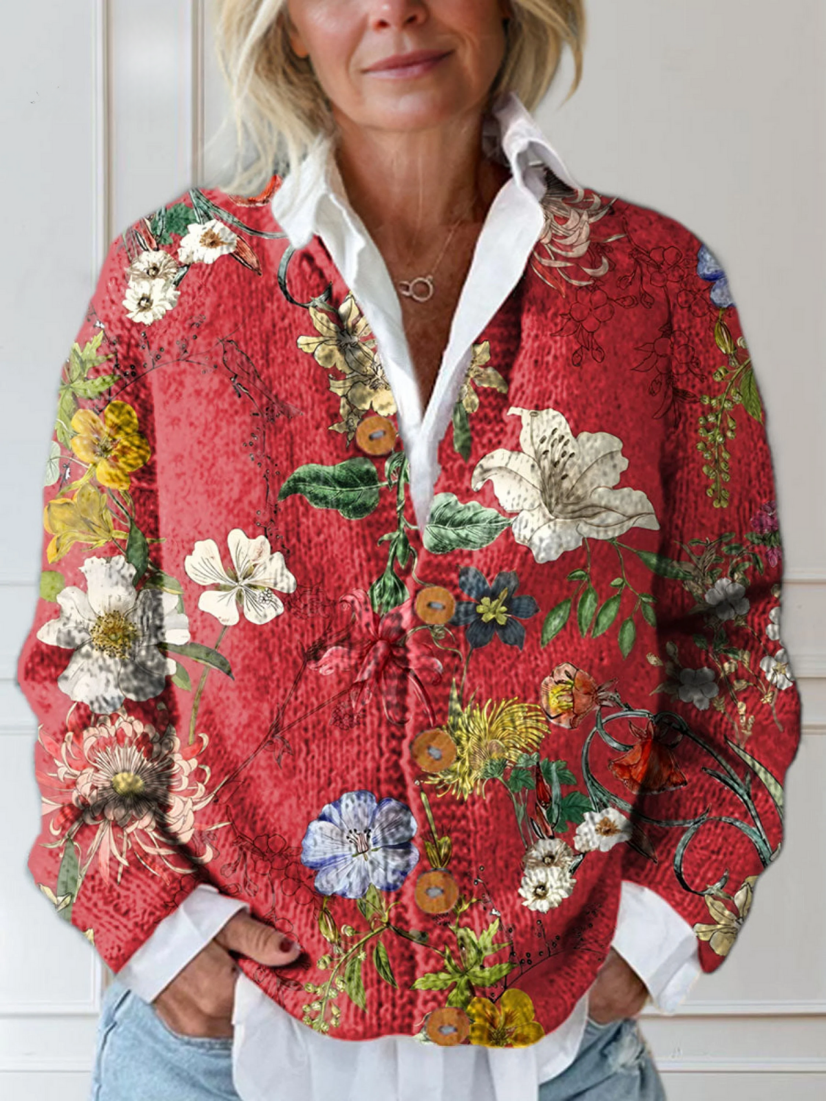 Lucía | Cárdigan de Punto Floral Vintage para Mujer 0