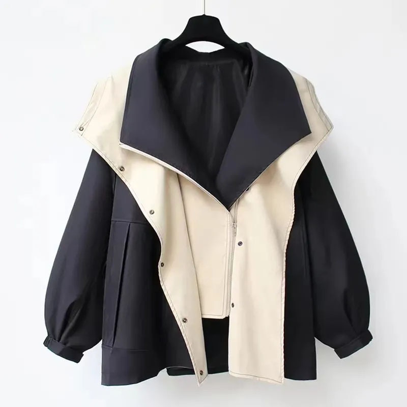 Lucía | Chaqueta con Capucha en Capas y Ribete en Contraste para Mujer 2