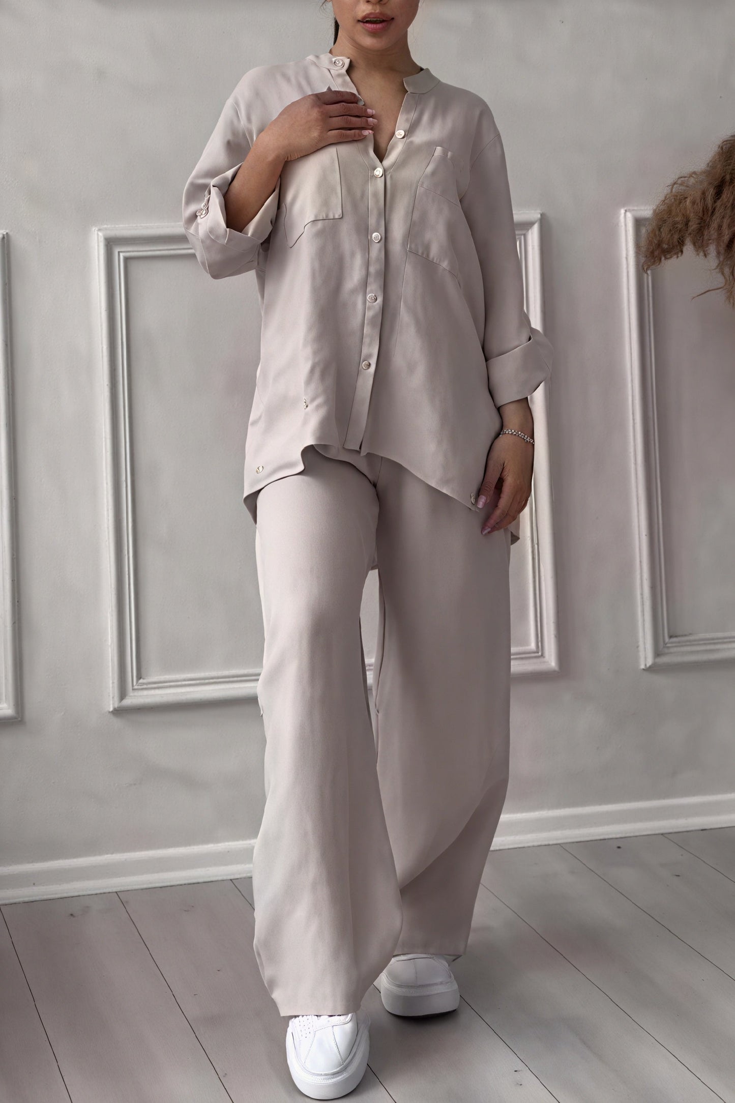 Lucía | Conjunto de Mujer con Camisa y Pantalones Anchos, Estilo Casual y Cómodo 10