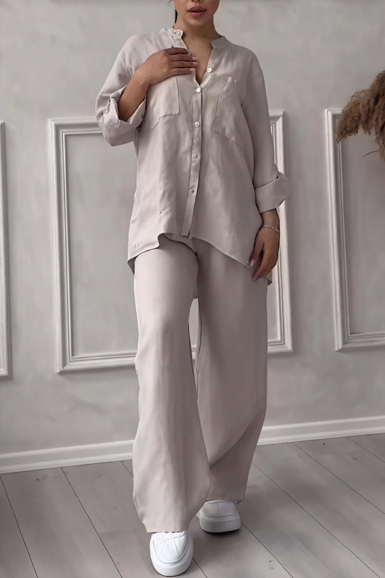 Lucía | Conjunto de Mujer con Camisa y Pantalones Anchos, Estilo Casual y Cómodo 10
