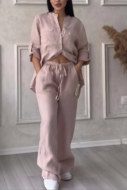Lucía | Conjunto de Mujer con Camisa y Pantalones Anchos, Estilo Casual y Cómodo 8