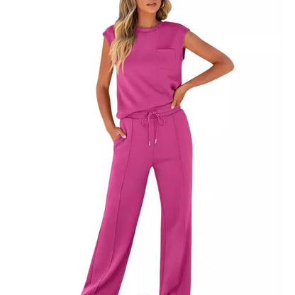 Lucía | Conjunto de Ropa de Estar por Casa para Mujer con Top Sin Mangas y Pantalones Anchos 2