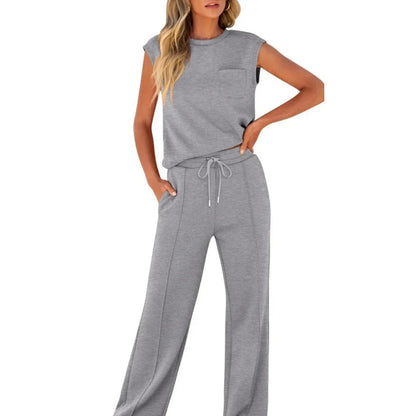 Lucía | Conjunto de Ropa de Estar por Casa para Mujer con Top Sin Mangas y Pantalones Anchos 7