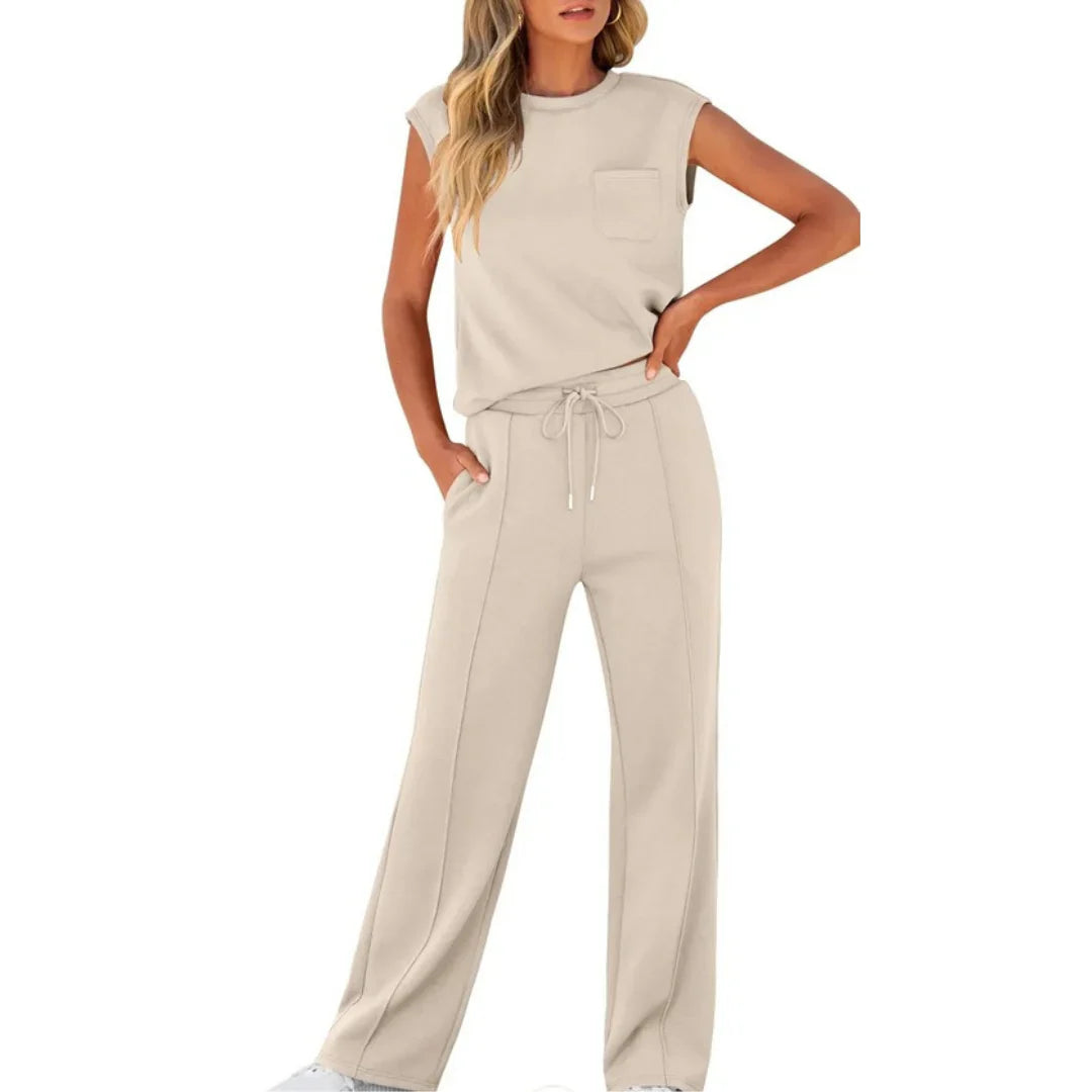 Lucía | Conjunto de Ropa de Estar por Casa para Mujer con Top Sin Mangas y Pantalones Anchos 8