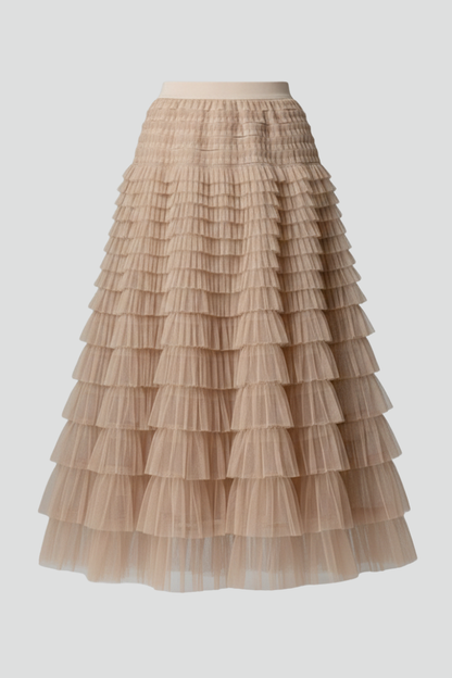 Lucía | Falda Midi de Tul en Capas para Mujer con Cintura Elástica Ideal para Verano 1