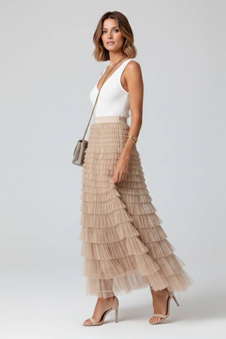 Lucía | Falda Midi de Tul en Capas para Mujer con Cintura Elástica Ideal para Verano 3