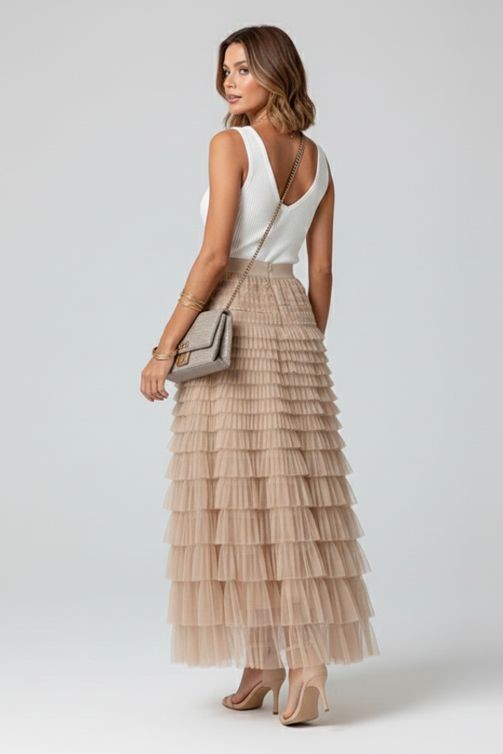Lucía | Falda Midi de Tul en Capas para Mujer con Cintura Elástica Ideal para Verano 4