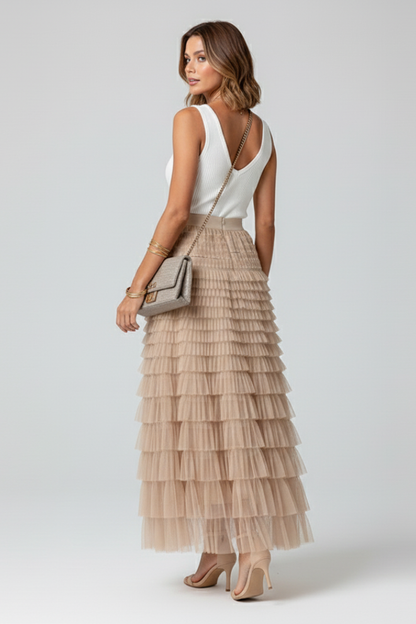 Lucía | Falda Midi de Tul en Capas para Mujer con Cintura Elástica Ideal para Verano 4