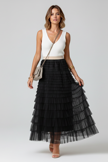 Lucía | Falda Midi de Tul en Capas para Mujer con Cintura Elástica Ideal para Verano 5