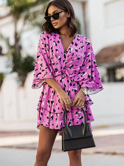 Lucía | Minivestido Floral con Cuello en V y Mangas Largas para Mujer 4