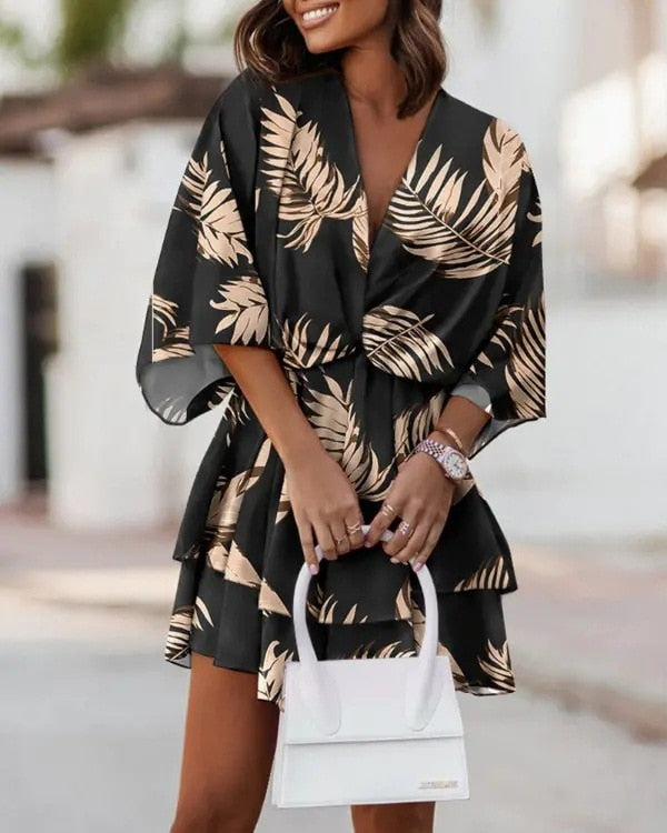 Lucía | Minivestido Floral con Cuello en V y Mangas Largas para Mujer 6