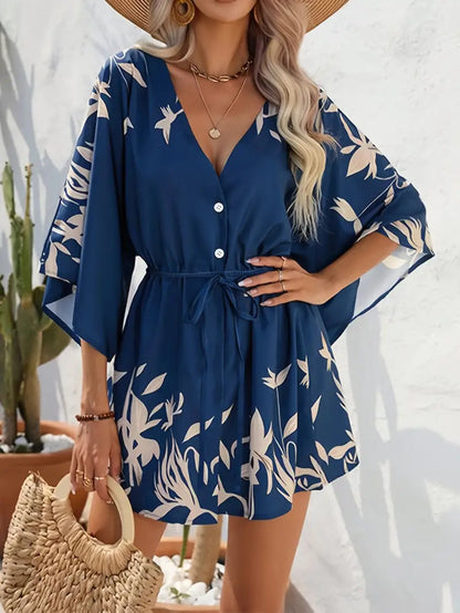 Lucía | Minivestido Floral con Cuello en V y Mangas Largas para Mujer 9