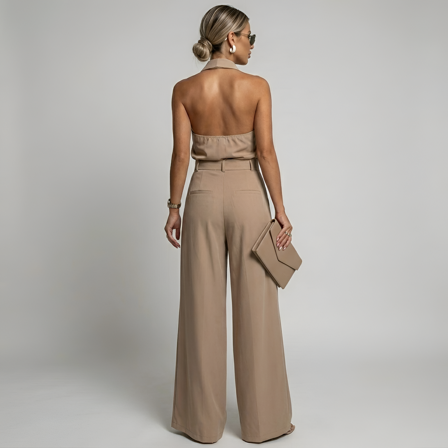 Lucía | Mono Mujer Halter con Pantalones Anchos para Fiestas Formales 3