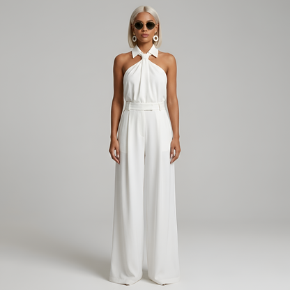 Lucía | Mono Mujer Halter con Pantalones Anchos para Fiestas Formales 4