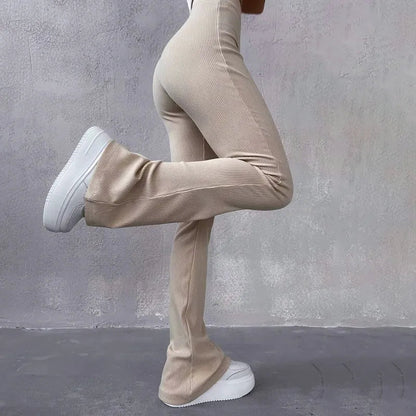 Lucía | Pantalones Acampanados de Canalé con Cintura Alta para Mujer 0