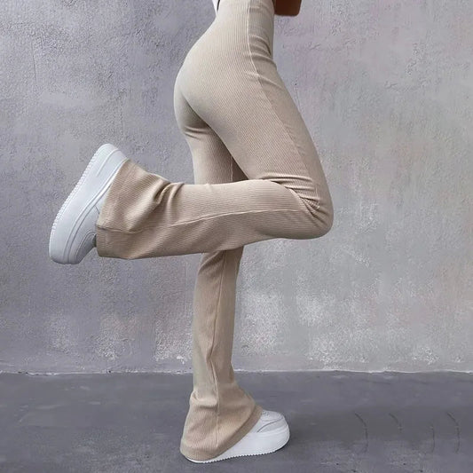 Lucía | Pantalones Acampanados de Canalé con Cintura Alta para Mujer 0