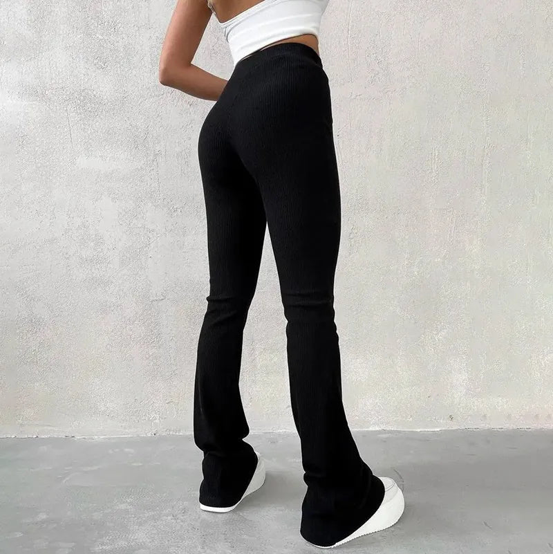 Lucía | Pantalones Acampanados de Canalé con Cintura Alta para Mujer 2