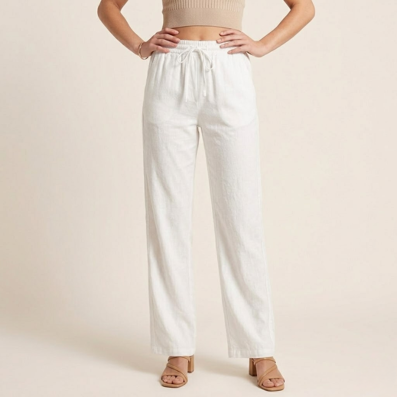 Lucía | Pantalones de Lino de Pierna Ancha para Mujer con Cintura Elástica 1