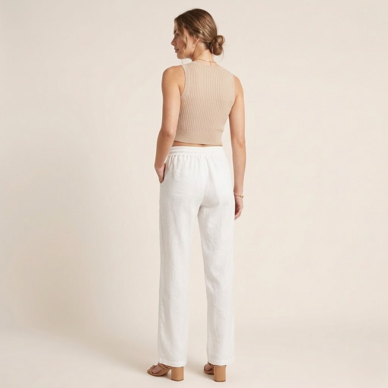 Lucía | Pantalones de Lino de Pierna Ancha para Mujer con Cintura Elástica 2