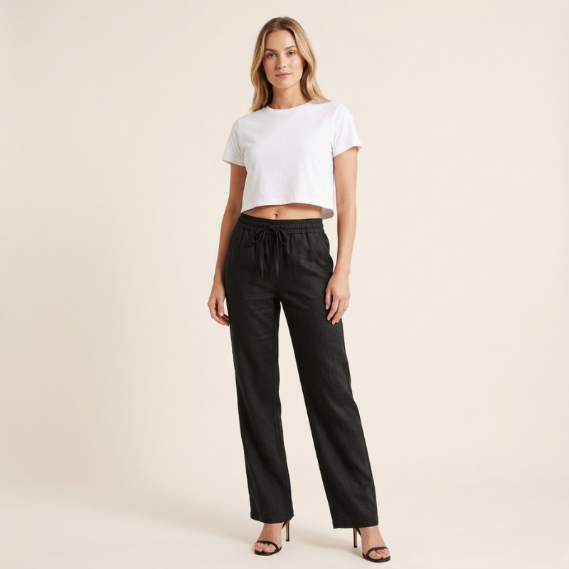 Lucía | Pantalones de Lino de Pierna Ancha para Mujer con Cintura Elástica 4