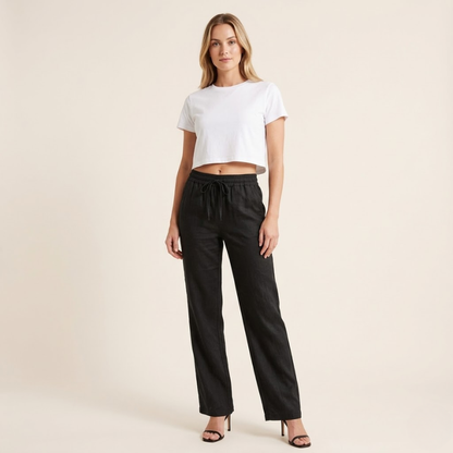 Lucía | Pantalones de Lino de Pierna Ancha para Mujer con Cintura Elástica 4