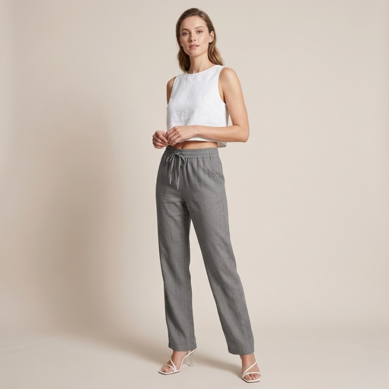 Lucía | Pantalones de Lino de Pierna Ancha para Mujer con Cintura Elástica 5