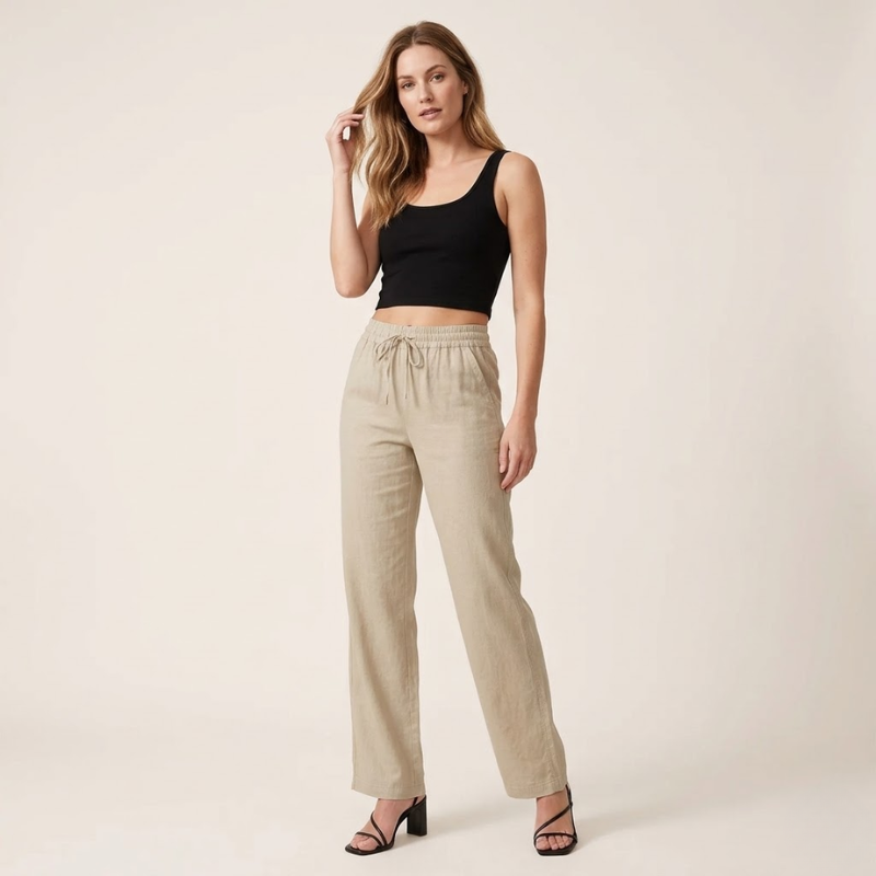 Lucía | Pantalones de Lino de Pierna Ancha para Mujer con Cintura Elástica 6