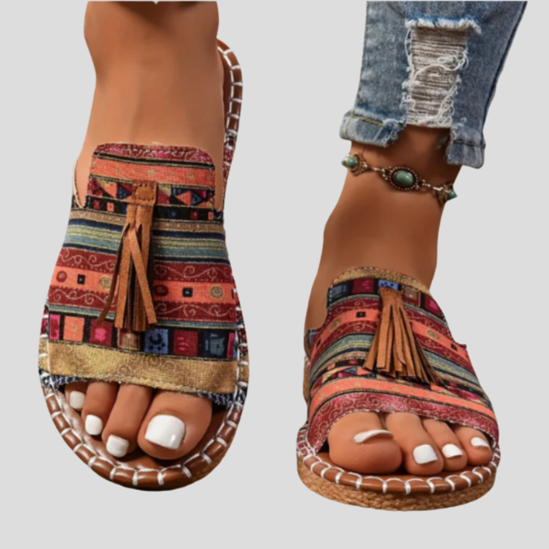 Lucía | Sandalias Abiertas de Mujer con Borla Decorativa y Suela Cosida a Mano 0