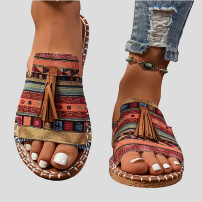 Lucía | Sandalias Abiertas de Mujer con Borla Decorativa y Suela Cosida a Mano 0