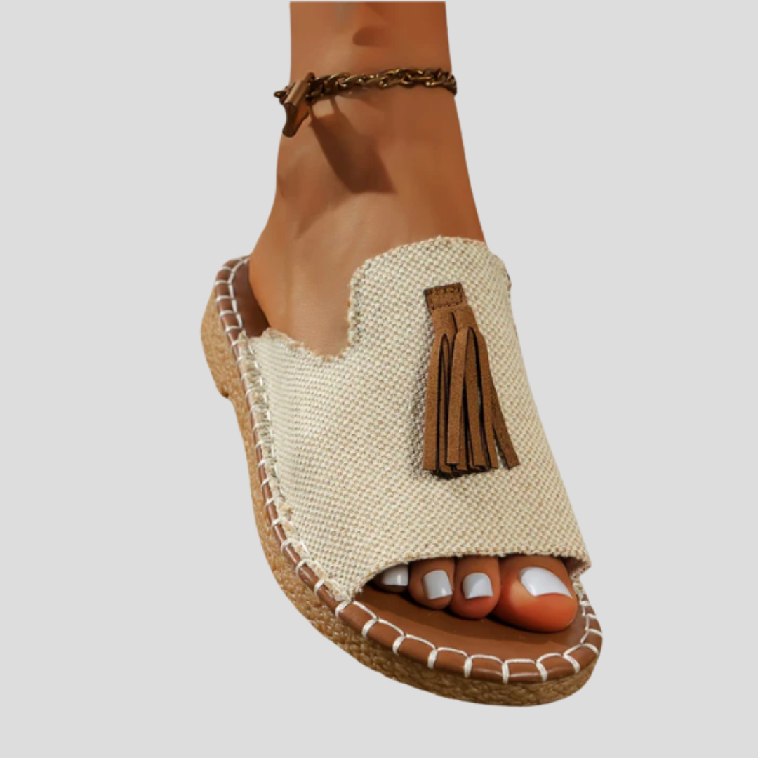 Lucía | Sandalias Abiertas de Mujer con Borla Decorativa y Suela Cosida a Mano 2