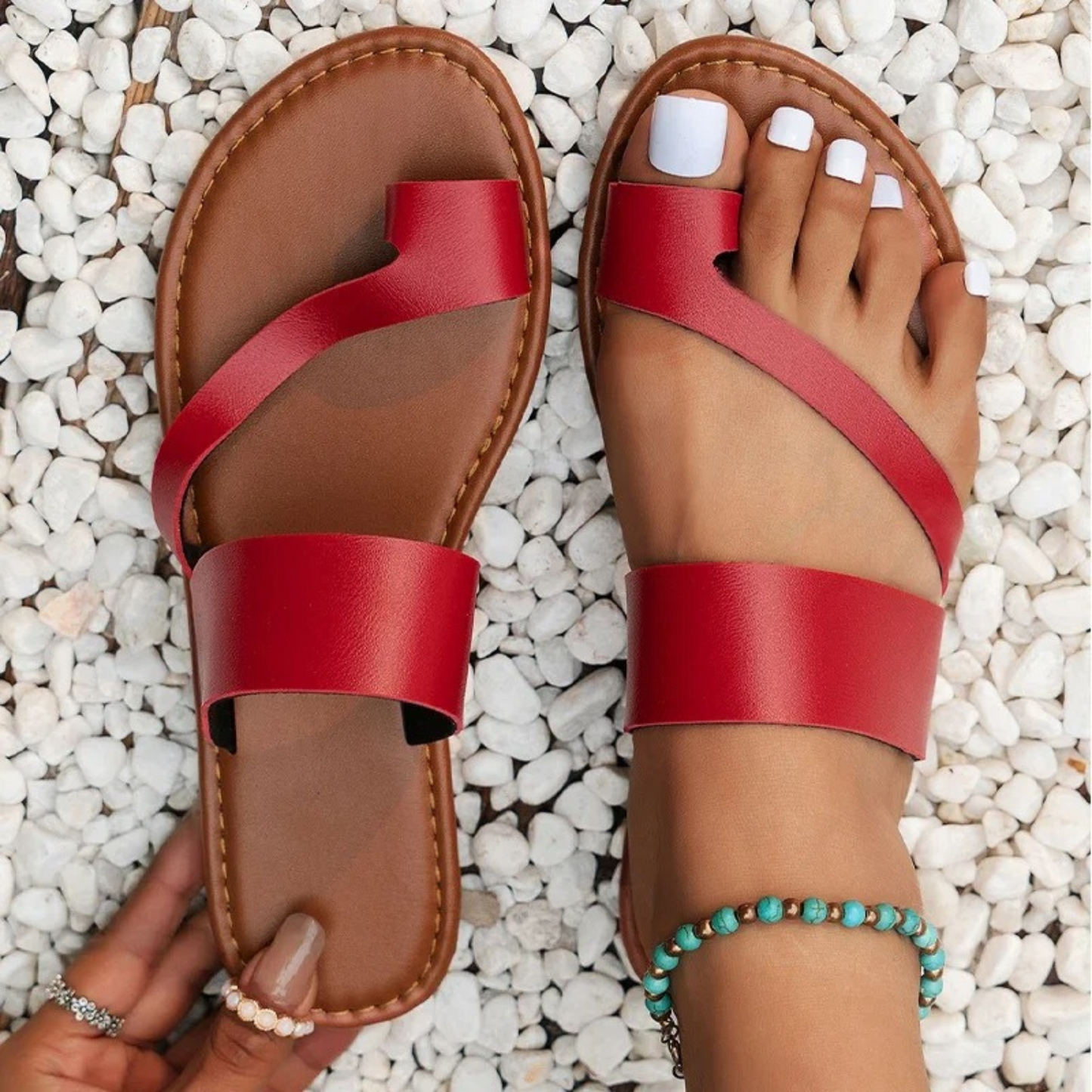 Lucía | Sandalias Bohemias Rojas con Plantilla Ortopédica para Mujer 1