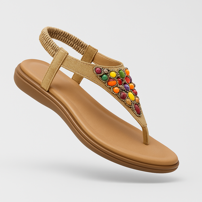 Lucía | Sandalias Planas Retro con Decoración de Cuentas para Mujer 1