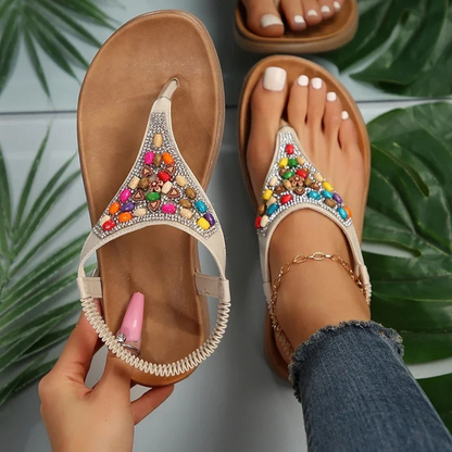 Lucía | Sandalias Planas Retro con Decoración de Cuentas para Mujer 6