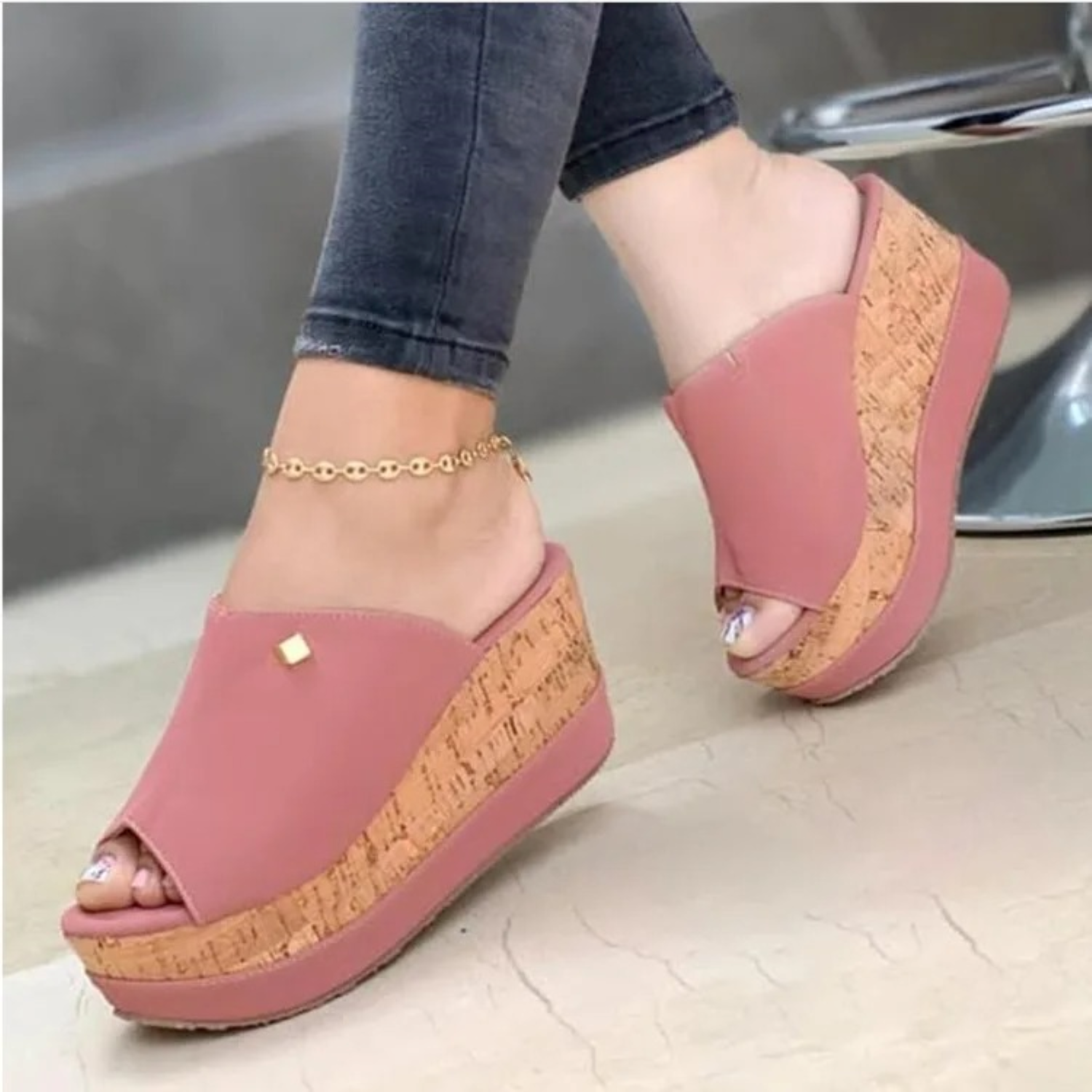 Lucía | Sandalias Plataforma de Mujer con Tacón Cuña y Plantilla Ortopédica para Primavera y Verano 2
