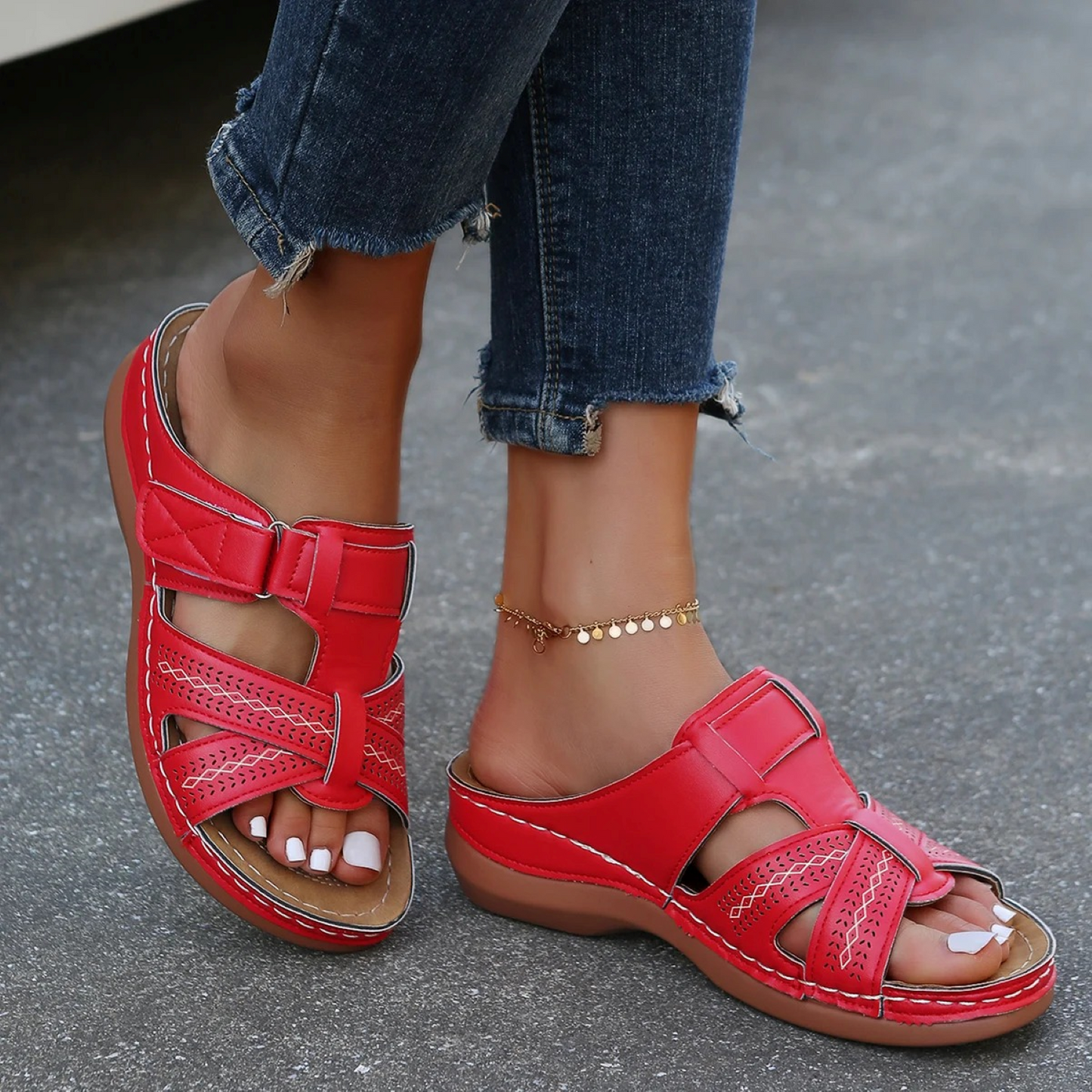 Lucía | Sandalias de Piel con Puntera Abierta para Mujer 4