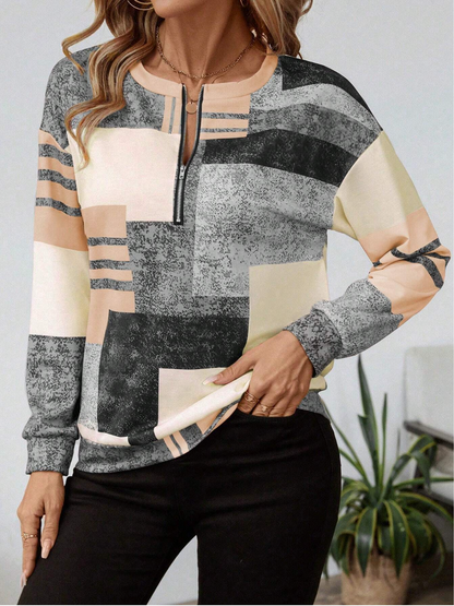 Lucía | Top con Cuello y Cremallera para Mujer con Estampado Abstracto 5