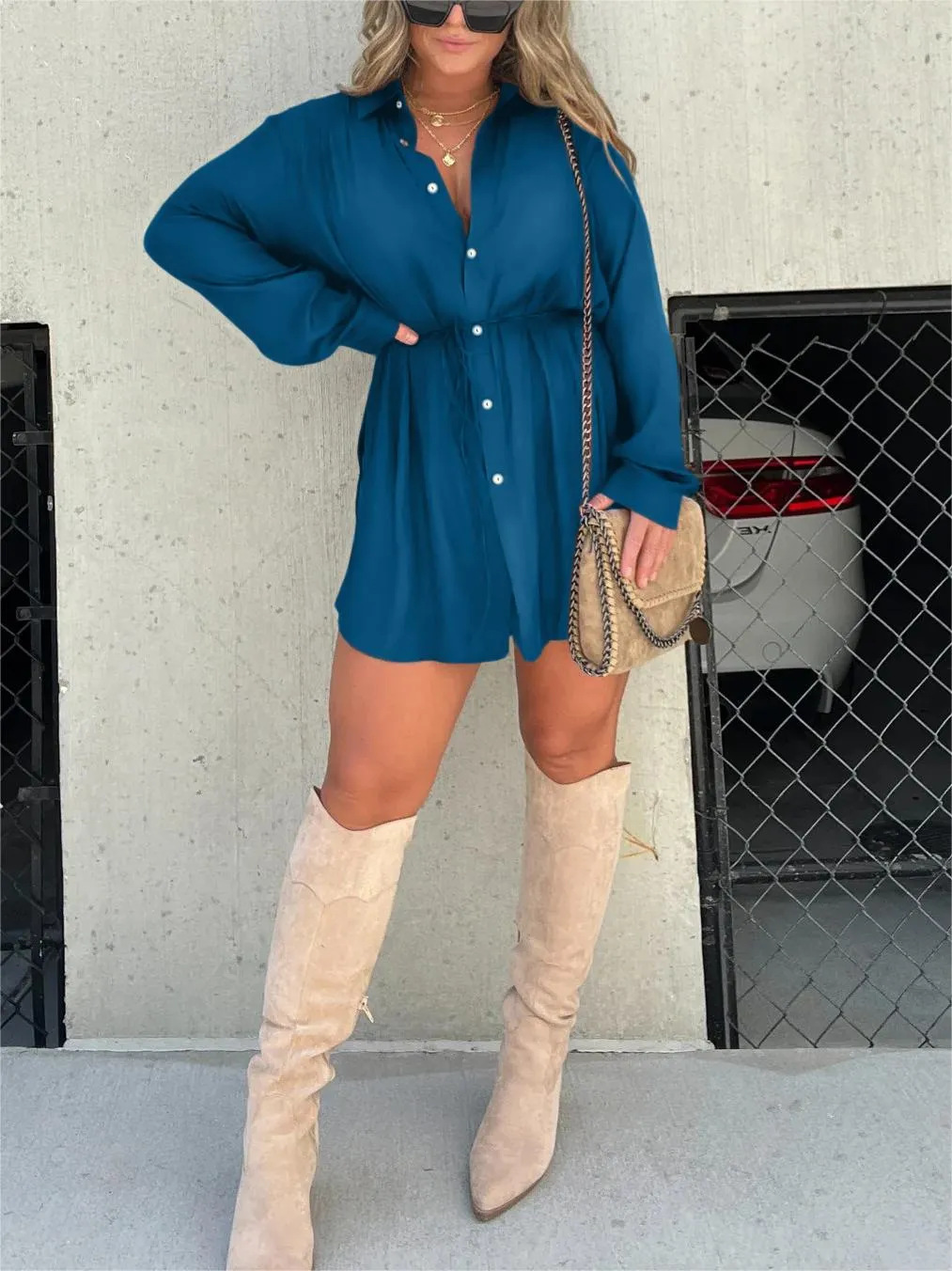 Lucía | Vestido Camisero Elegante de Manga Larga para Mujer 8
