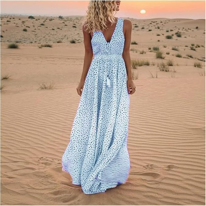 Lucía | Vestido Largo Bohemio Sin Mangas con Cuello en V para Mujer 2