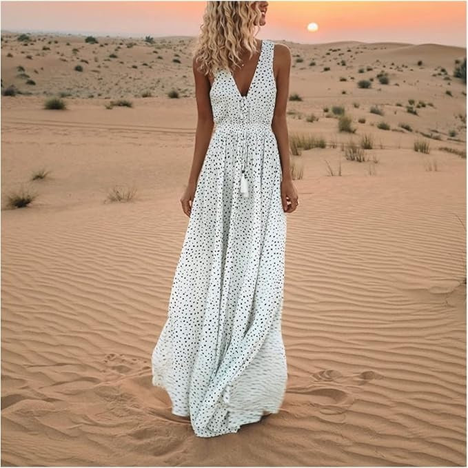 Lucía | Vestido Largo Bohemio Sin Mangas con Cuello en V para Mujer 3