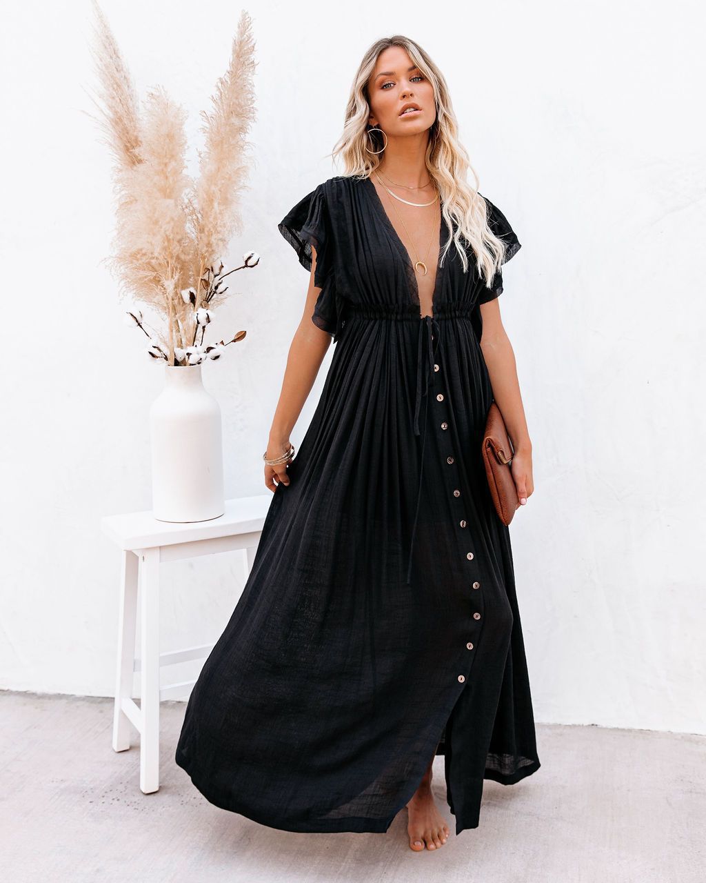 Lucía | Vestido Largo Bohemio de Verano con Botones para Mujer 0