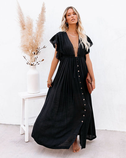 Lucía | Vestido Largo Bohemio de Verano con Botones para Mujer 0