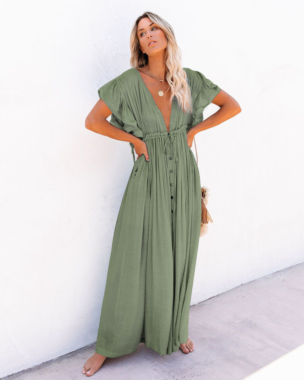 Lucía | Vestido Largo Bohemio de Verano con Botones para Mujer 4