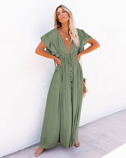 Lucía | Vestido Largo Bohemio de Verano con Botones para Mujer 4